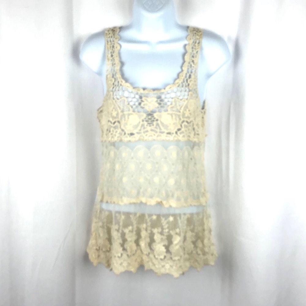 Issi sheer lace Cotton blend tank top S